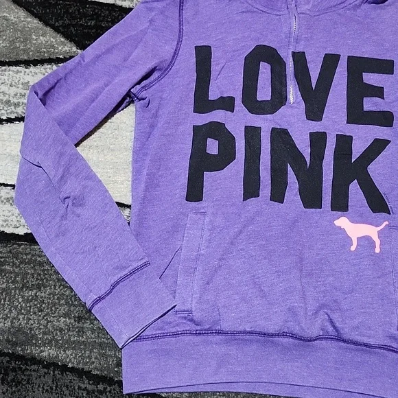 VINTAGE VS PINK 2011 PURPLE QUARTER-ZIP DOG LOGO MOCK-NECK SWEATSHIRT - Picture 5 of 12